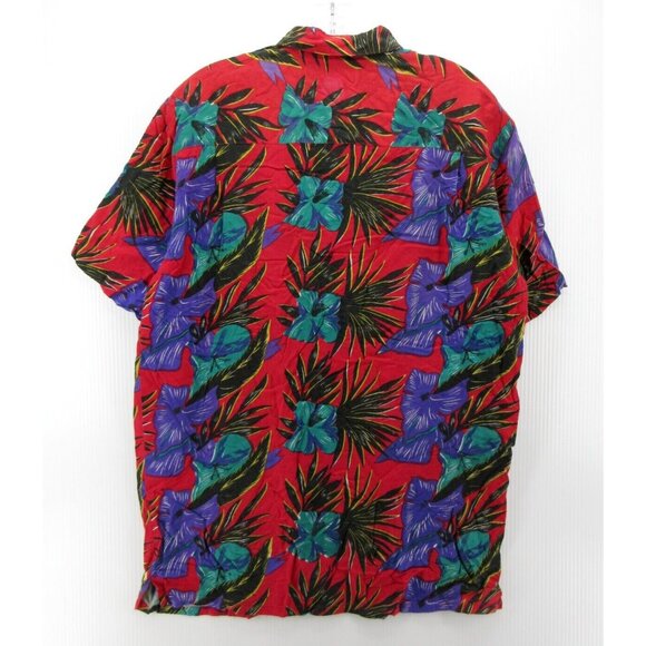 VINTAGE Hawaiian Shirt Medium Weekends Only Floral Loop Collar Camp 90s - Picture 6 of 10
